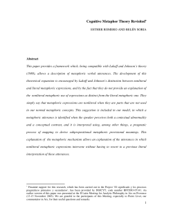 Cognitive Metaphor Theory Revisited