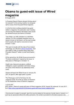 Obama to guest-edit issue of Wired magazine