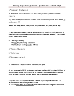 Weekly English assignment #1 grade 5 class of Mme Beljo