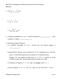 8.4 Integration by Partial Fractions