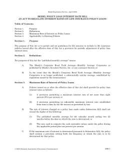 590-1 MODEL POLICY LOAN INTEREST RATE BILL AN ACT TO