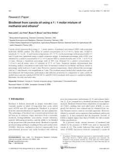 Biodiesel From Canola Oil Using a 1:1 Molar Mixture of Methanol