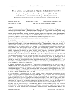 Trade Unions and Unionism in Nigeria: A Historical
