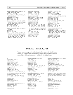 subject index, 1-30 - School of Chemical Sciences