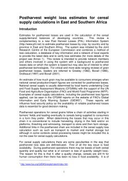 Postharvest weight loss estimates for cereal supply calculations in