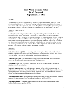 Body-Worn Camera Policy Draft Proposal September 23, 2016