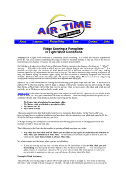 Ridge Soaring a Paraglider in Light Wind Conditions