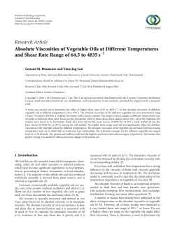 Absolute Viscosities of Vegetable Oils at Different Temperatures and