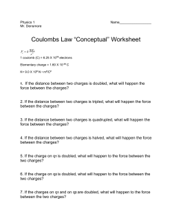 Coulombs Law &ldquo;Conceptual&rdquo; Worksheet - Mr-Hubeny
