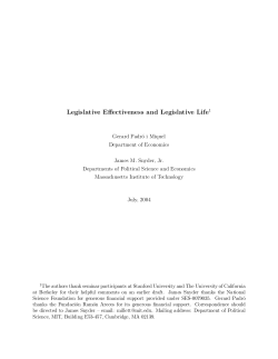 Legislative E&reg;ectiveness and Legislative Life1