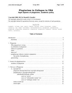Plagiarism in Colleges in USA