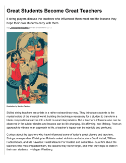 Great Students Become Great Teachers / Study