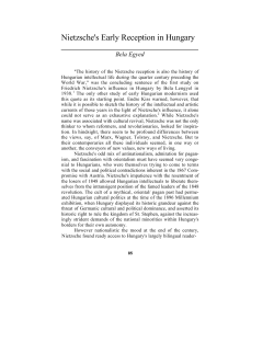 Nietzsche`s Early Reception in Hungary