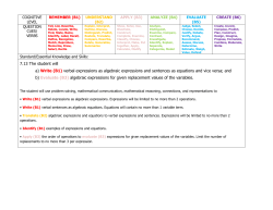 7.13 The student will a) Write (B1) verbal expressions as algebraic
