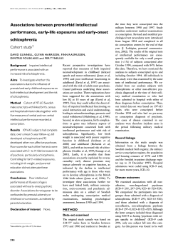 Associations between premorbid intellectual performance, early