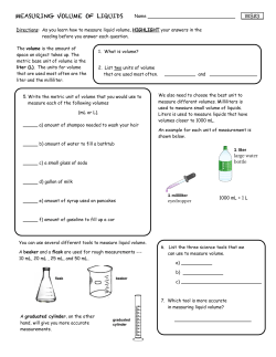 Measuring Volume of Liquids
