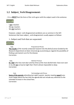 lecture 2- subject- verb disagreement