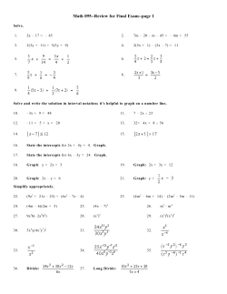 Math 095--Review for Final Exam-