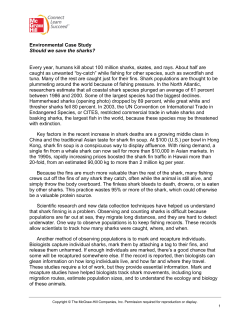 Environmental Case Study Should we save the sharks? Every year