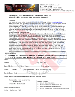 I plan to attend: September 5-7 OA Inductions Weekend at