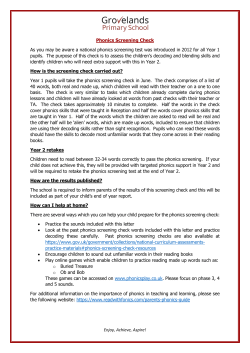 Phonics Screening Information for Parents