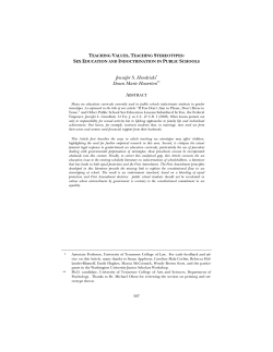 Teaching Values, Teaching Stereotypes: Sex Education