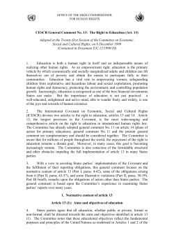 General comment No. 13: The right to education (art. 13)
