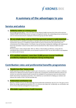 A summary of the advantages to you