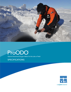 YSI ProODO Optical Dissolved Oxygen Meter Specifications W3-05