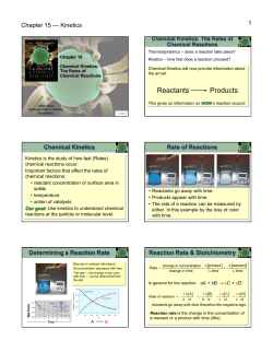 Chemical Kinetics Chapter 15