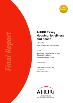 Housing, loneliness and health - Australian Housing and Urban
