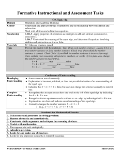 Formative Instructional and Assessment Tasks