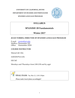 SYLLABUS SPANISH 1B Fundamentals Winter 2017