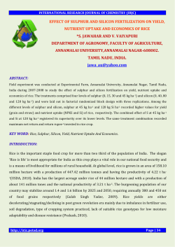 7.EFFECT OF SULPHUR AND SILICON FERTILIZATION ON YIELD