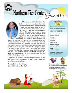 Important Dates: Welcome to MCC`s Northern Tier Center