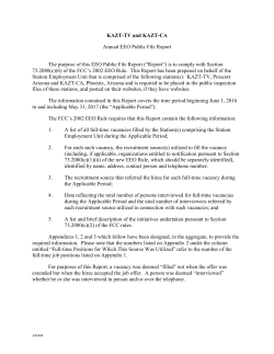 KAZT-TV and KAZT-CA Annual EEO Public File Report The purpose