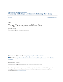 Taxing Consumption and Other Sins