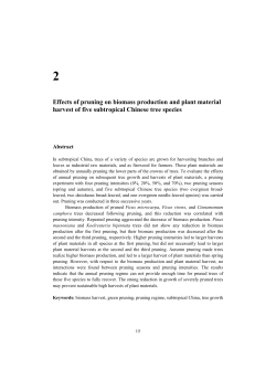 Effects of pruning on biomass production and plant material harvest