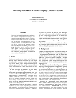 Emulating Mental State in Natural Language Generation Systems