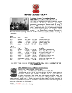 Honors Courses Fall 2016
