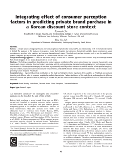 Integrating effect of consumer perception factors in