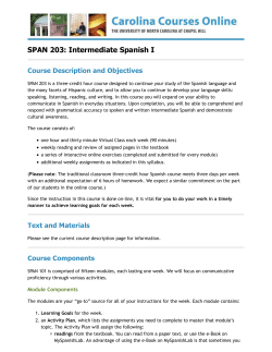 SPAN 203: Intermediate Spanish I - UNC Core - UNC
