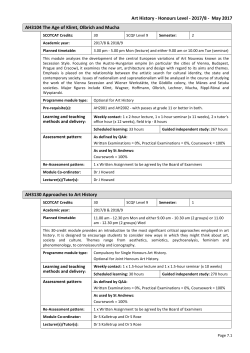 Art History - Honours Level modules