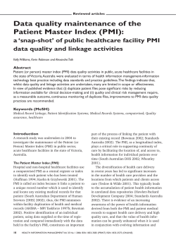 Data quality maintenance of the Patient Master Index (PMI)