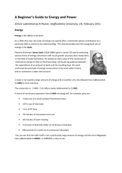 A Beginner`s Guide to Energy and Power