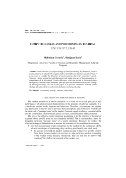 competitiveness and positioning in tourism