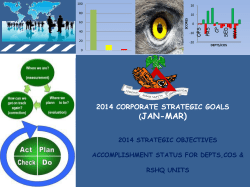 1st quarter 2014 strategic objectives accomplishment status for