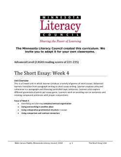 The Short Essay: Week 4 - Minnesota Literacy Council