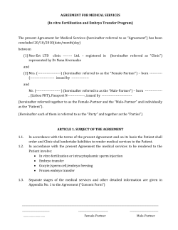 IVF / Frozen Embryo Transfer Clinical Contract