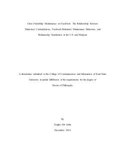 Close Friendship Maintenance on Facebook: The Relationship